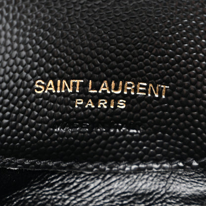 Saint Laurent SAINT LAURENT Grain De Poudre Matelasse Chevron Monogram Compact Wallet Black 6 of 14