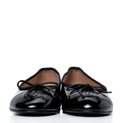Chanel Patent CC Cap Toe Ballerina Flats 36 Black 2 of 6