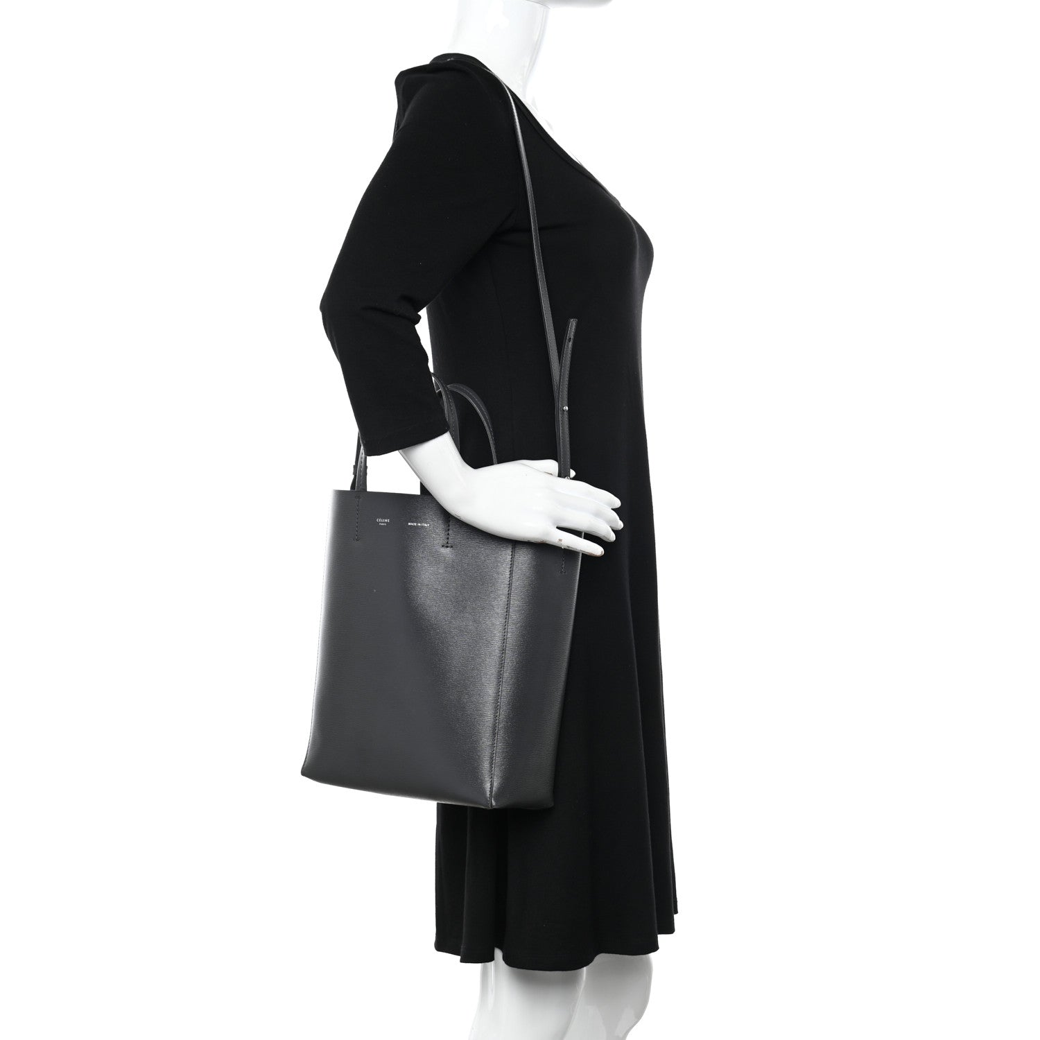 Celine Grained Calfskin Small Vertical Cabas Black 2 of 11