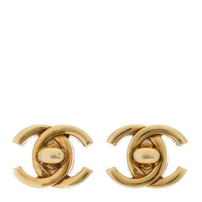 Chanel Metal CC Turnlock Clip On Earrings Gold 1 of 5