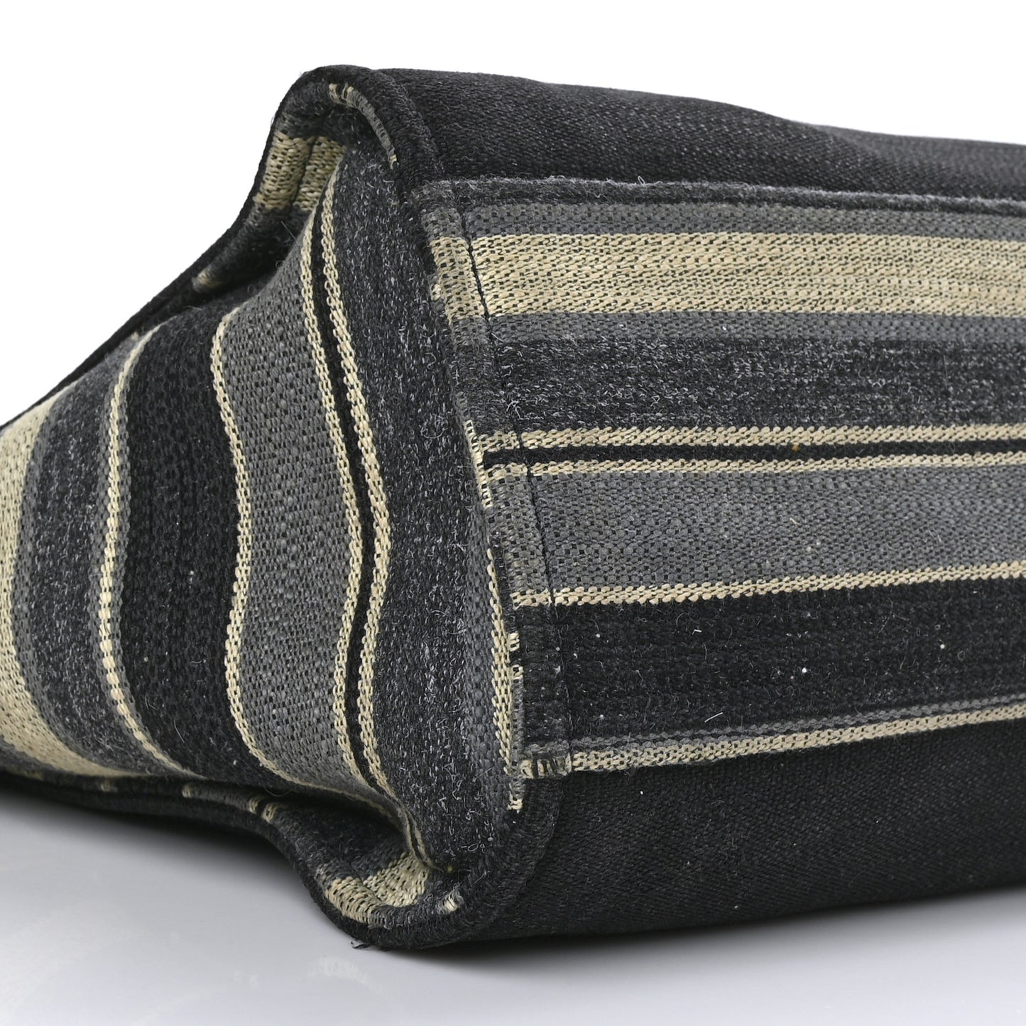 Striped Canvas Medium Deauville Tote Grey Black