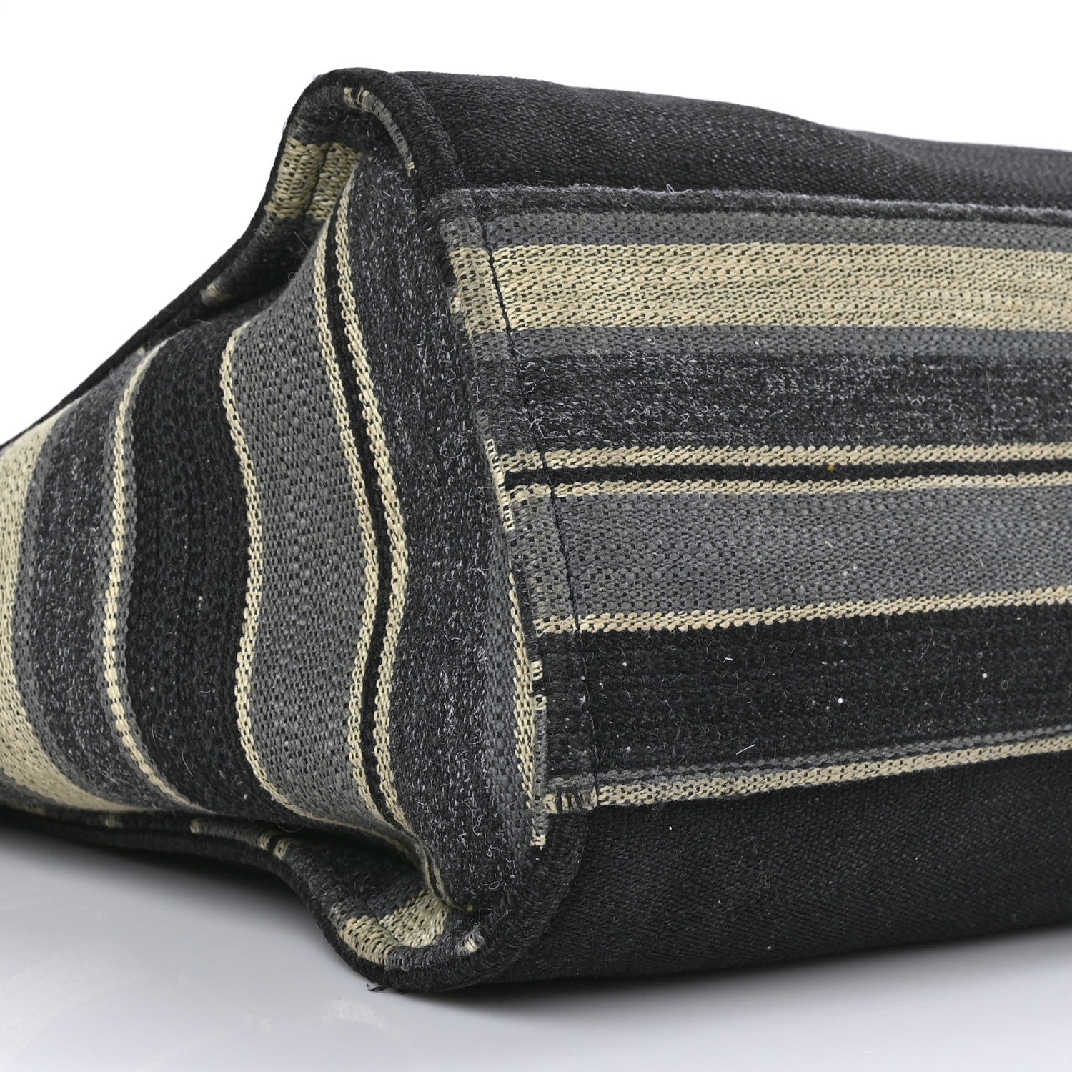 Chanel Striped Canvas Medium Deauville Tote Grey Black 8 of 9