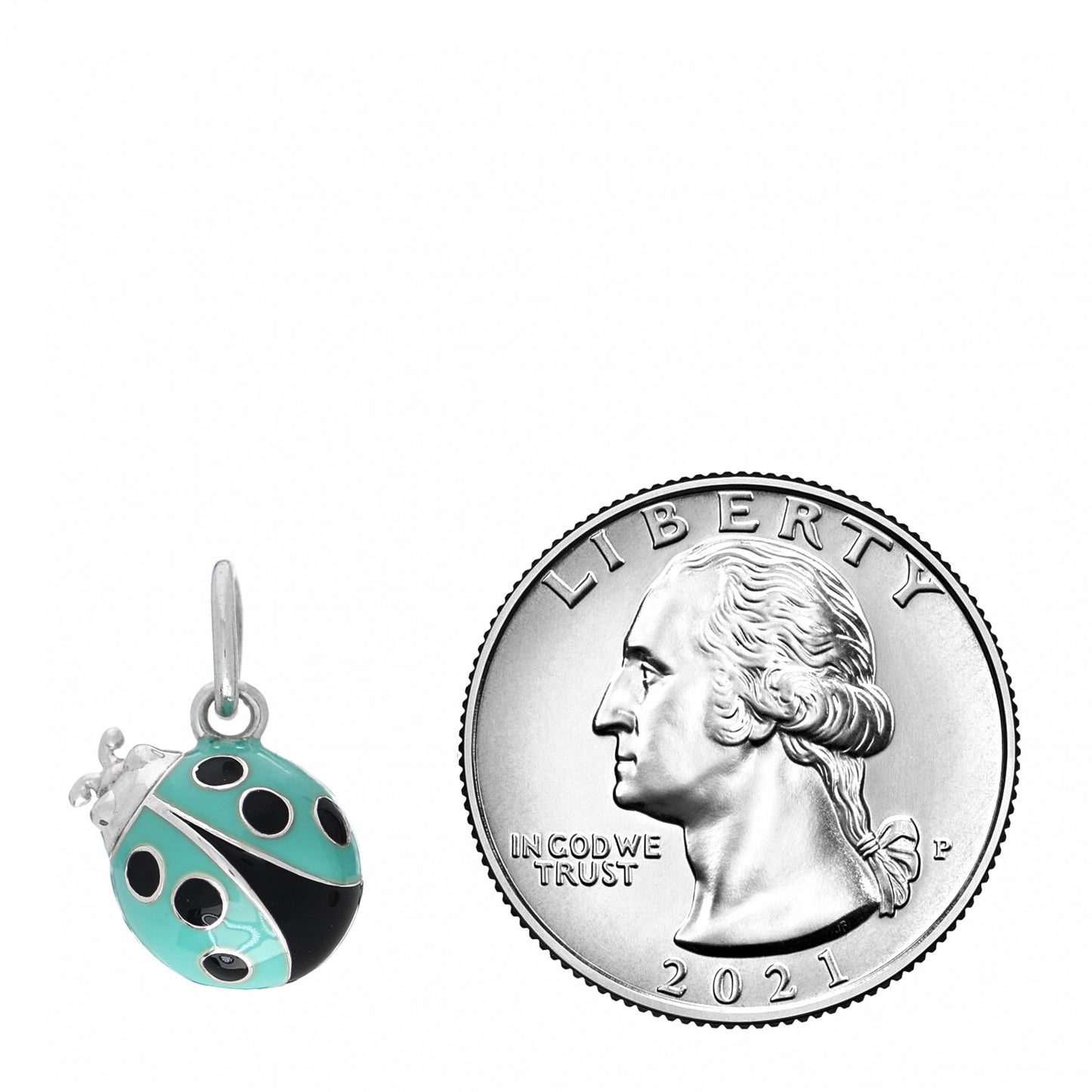 Sterling Silver Enamel Ladybug Charm Blue