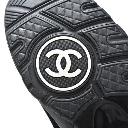 Chanel Fabric Calfskin Suede CC Sneakers 38.5 Black 6 of 8