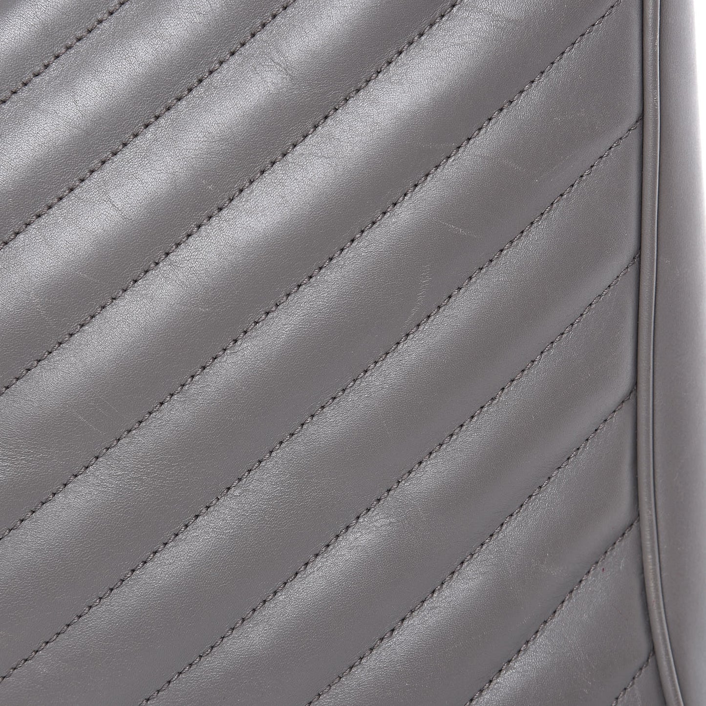 Smooth Calfskin Matelasse Chevron Large Monogram Shopping Bag Grey