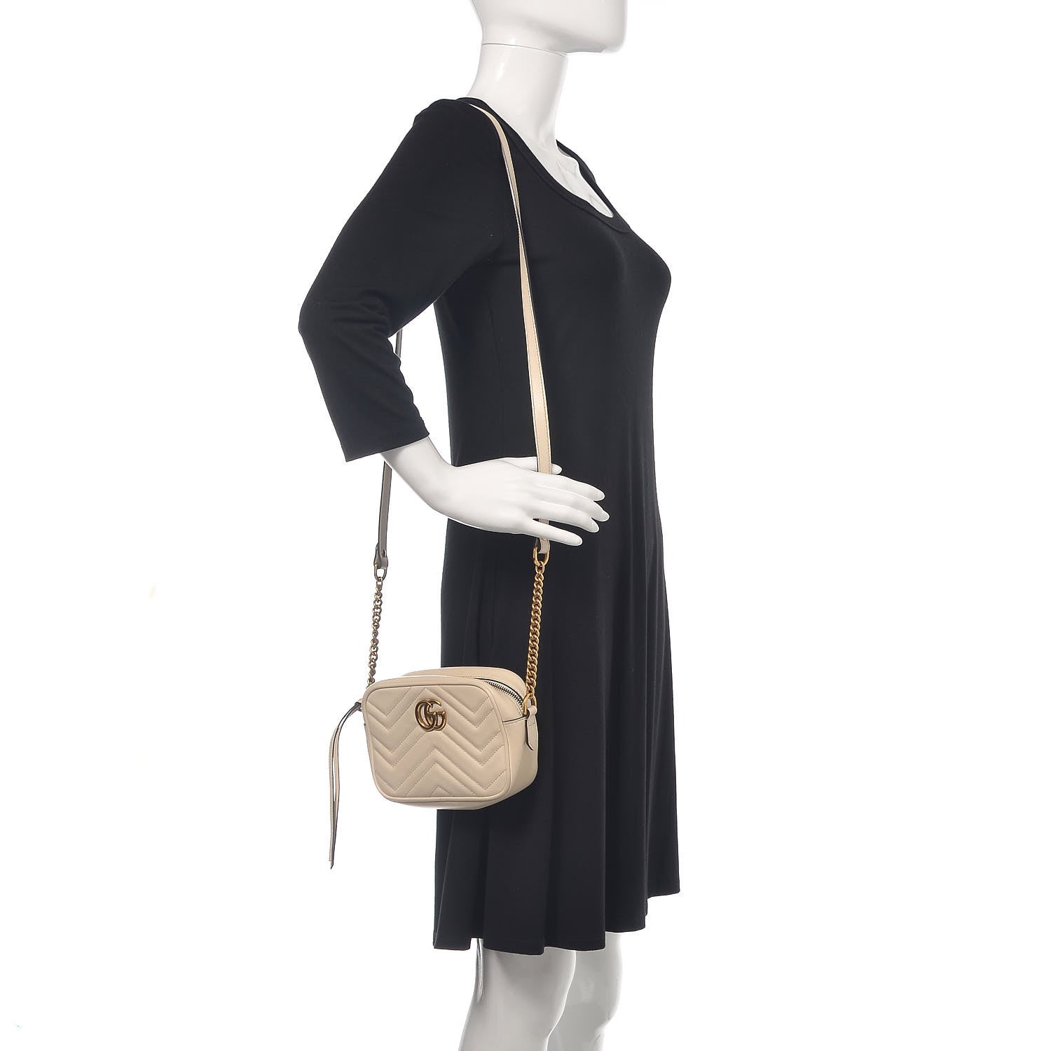 Gucci Calfskin Matelasse Mini GG Marmont Chain Shoulder Bag White 2 of 14