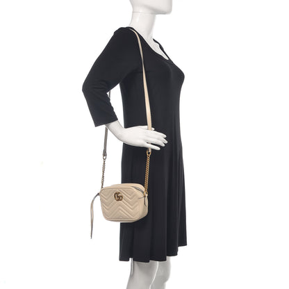 Gucci Calfskin Matelasse Mini GG Marmont Chain Shoulder Bag White 2 of 14