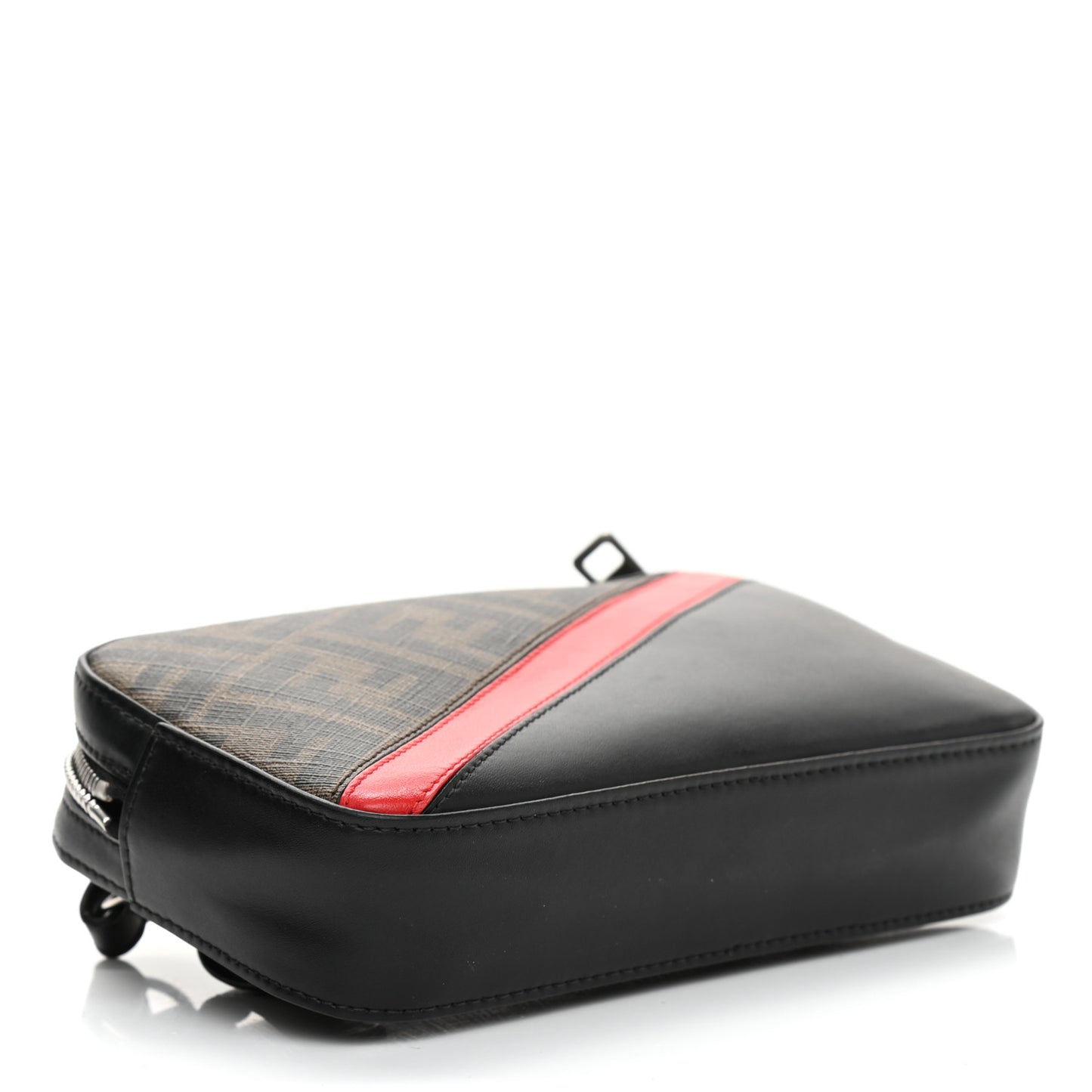 Glazed Fabric Vitello Liberty FF 1974 Diagonal Small Camera Case Tobacco Rosso Black