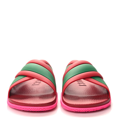 Gucci Rubber Web Womens Criss Cross Slide Sandals 38 Coral New Shamarock 2 of 8