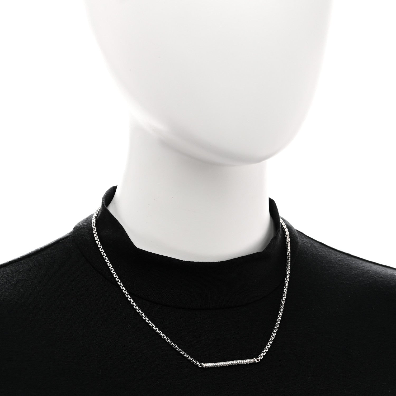 David Yurman Sterling Silver Diamond Petite Metro Necklace 2 of 4