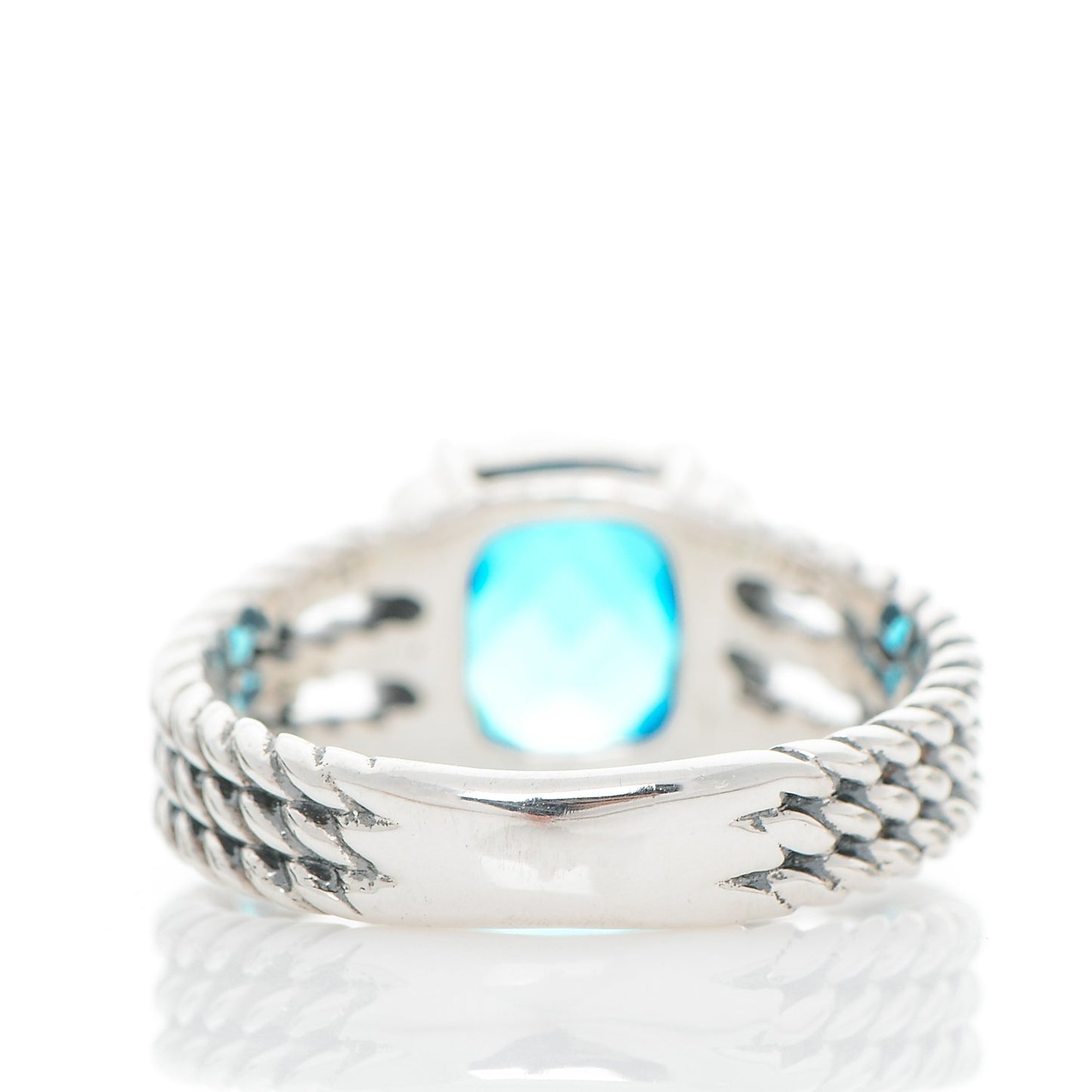 Sterling Silver Diamond Blue Topaz 10mm Petite Wheaton Ring 57 8