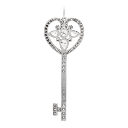 Tiffany Platinum Diamond Ornate Heart Key Pendant 3 of 4
