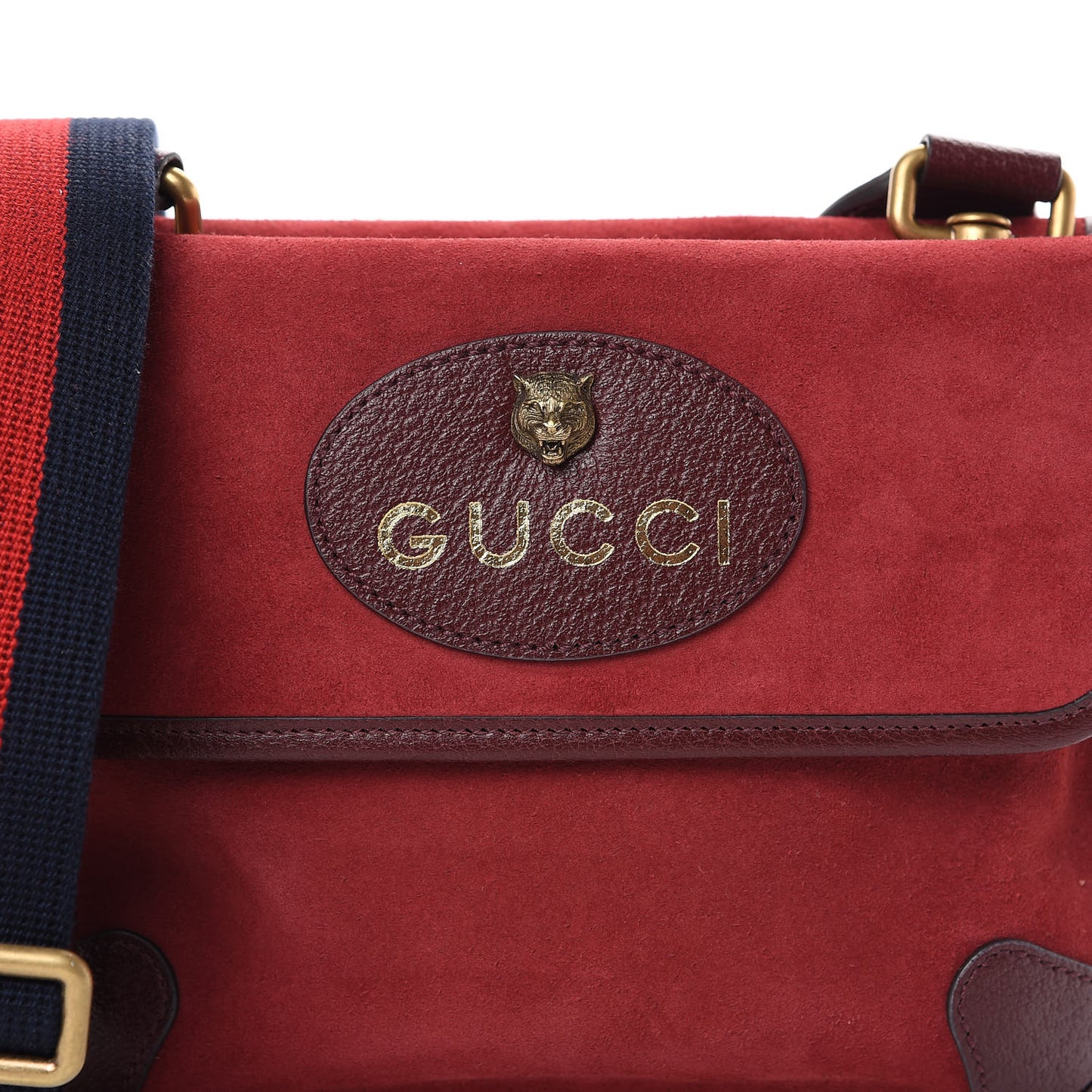Suede Web Small Neo Vintage Double Flap Messenger Bag Romantic Cherry Chardonnay