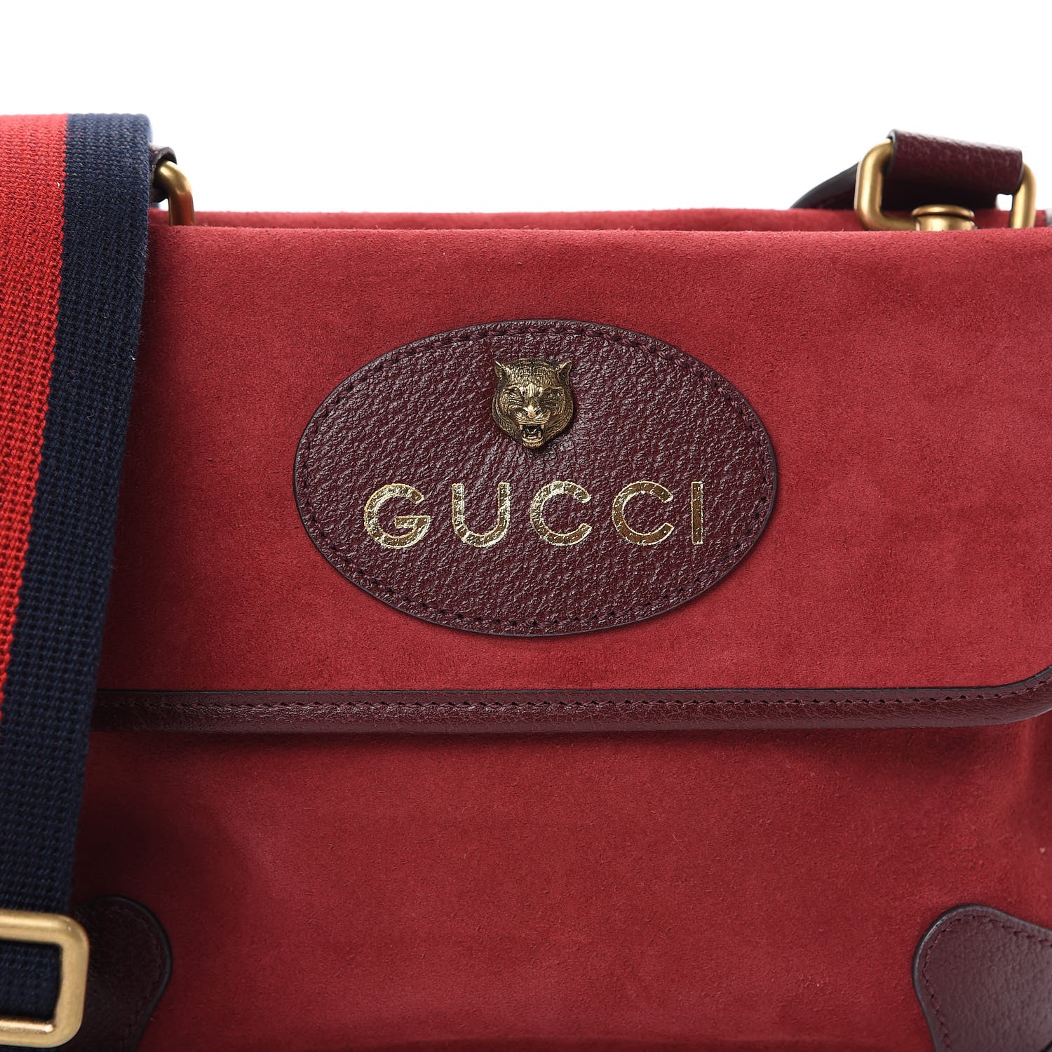 Gucci Suede Web Small Neo Vintage Double Flap Messenger Bag Romantic Cherry Chardonnay 9 of 15