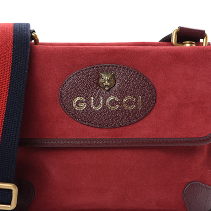 Gucci Suede Web Small Neo Vintage Double Flap Messenger Bag Romantic Cherry Chardonnay 9 of 15