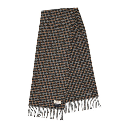 Hermes Cashmere H Ecossais Muffler Black Flanelle Camel 3 of 3