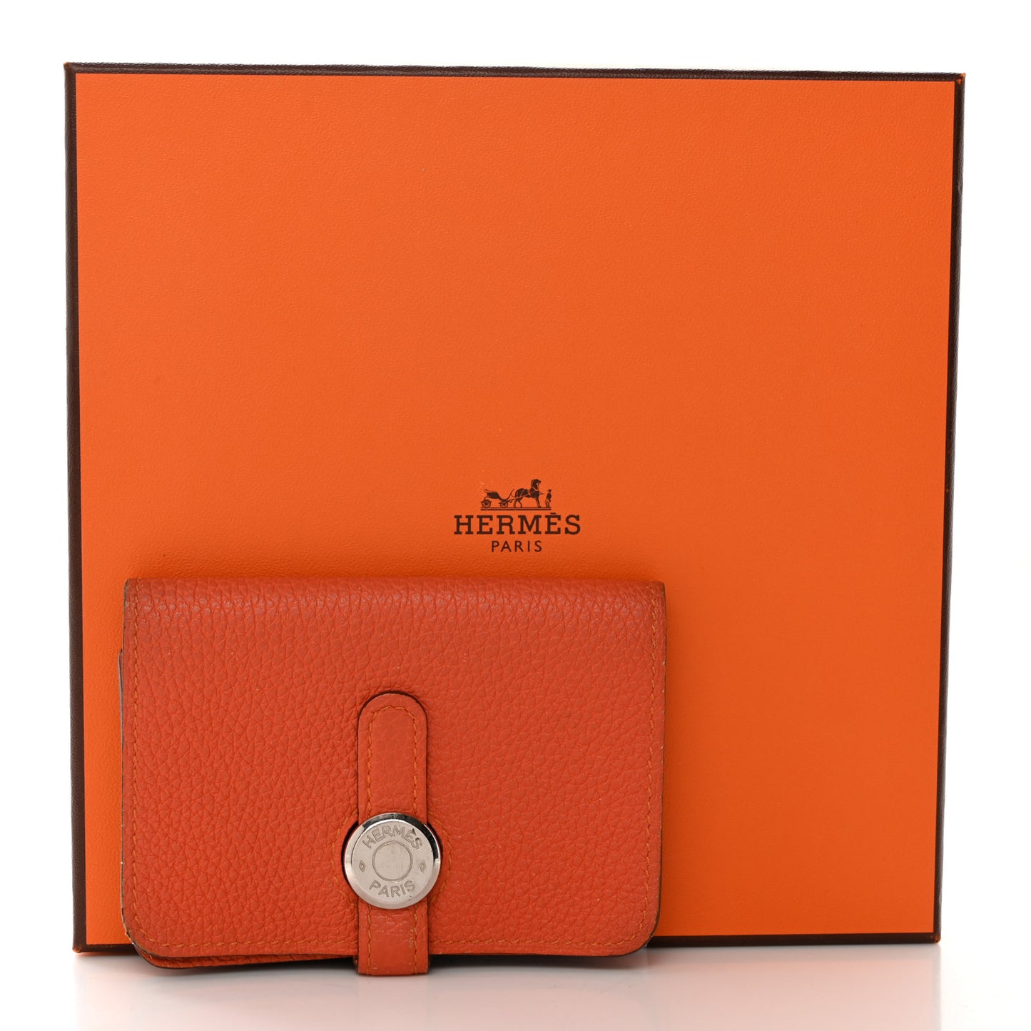 Togo Dogon Card Case Key Holder Orange