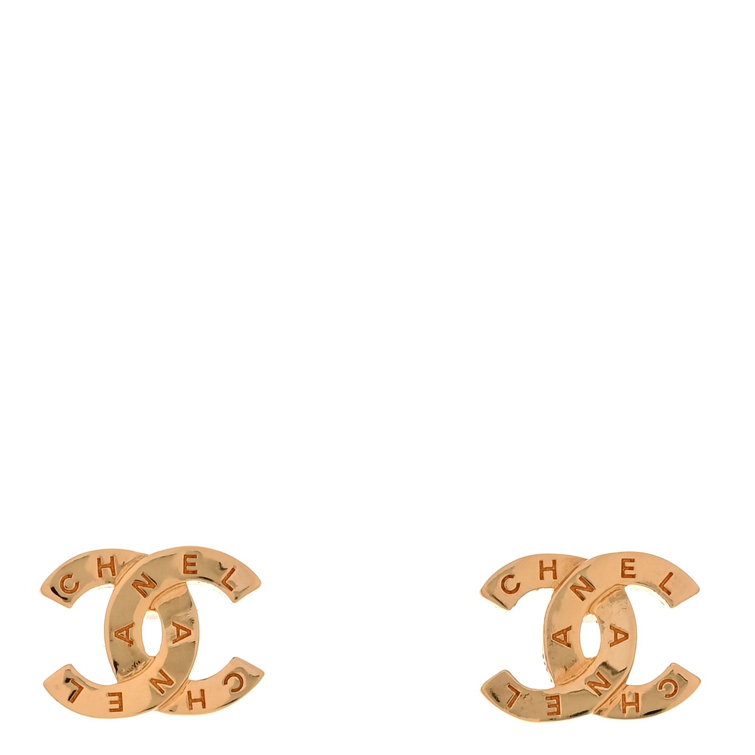 Chanel Metal CC Paris Button Stud Earrings Gold 1 of 6