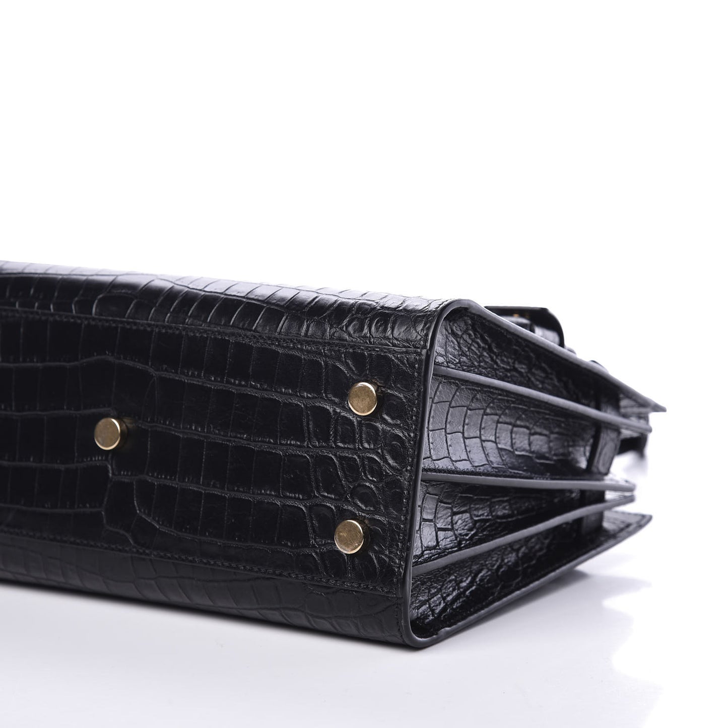 Calfskin Crocodile Embossed Baby Sac De Jour Black