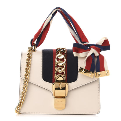 Gucci Calfskin Mini Sylvie Chain Shoulder Bag White 1 of 13