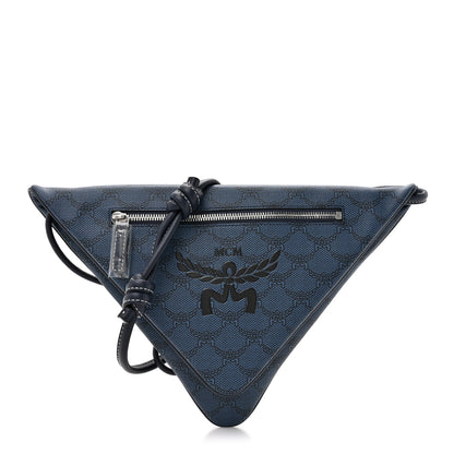 MCM Lauretos Nappa Himmel Triangle Pouch Shoulder Bag Navy Blazer 1 of 9