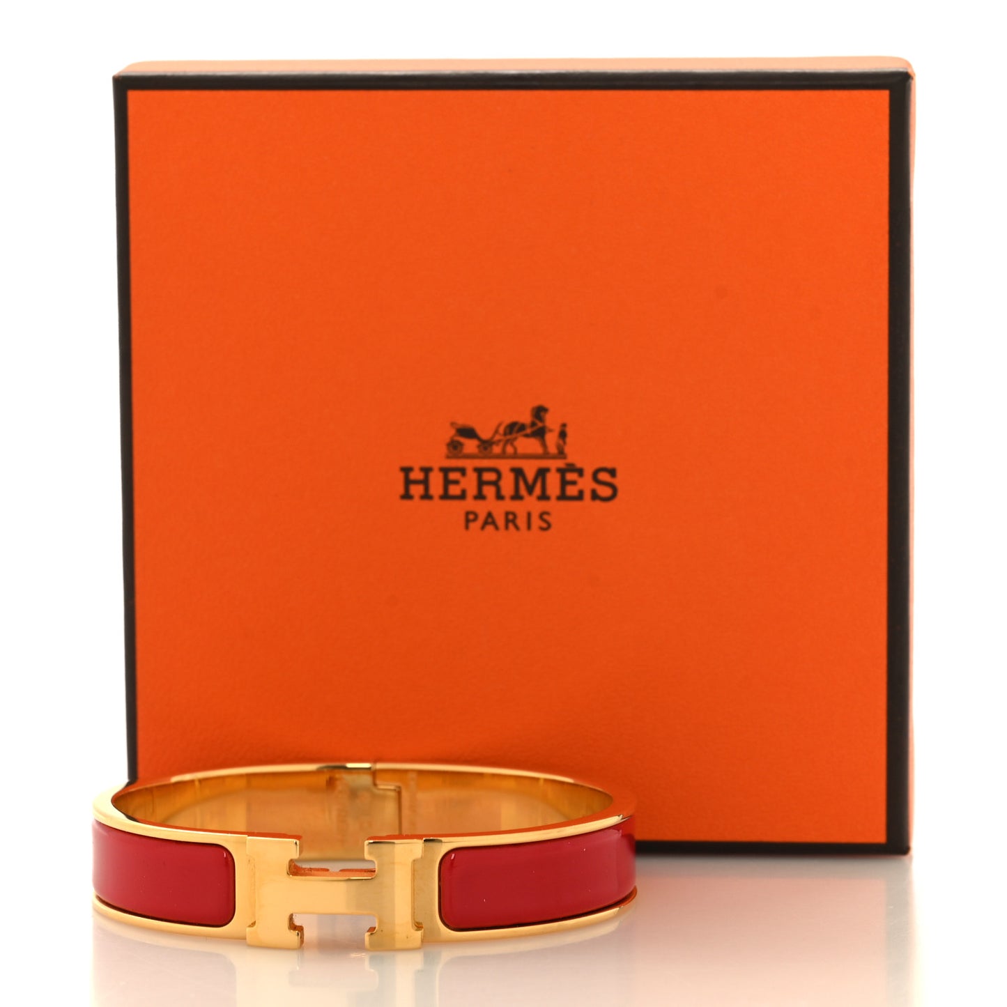 Enamel Narrow Clic Clac H Bracelet PM Red