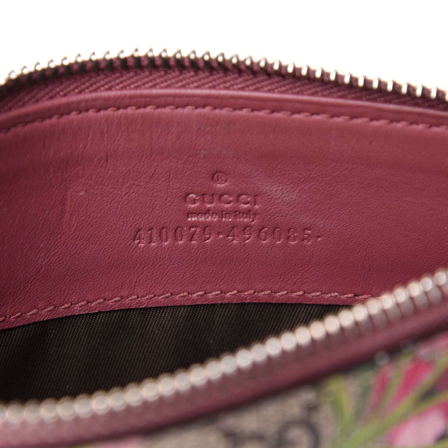 GG Supreme Monogram Blooms Small Zip Pouch Beige Multicolor Dry Rose