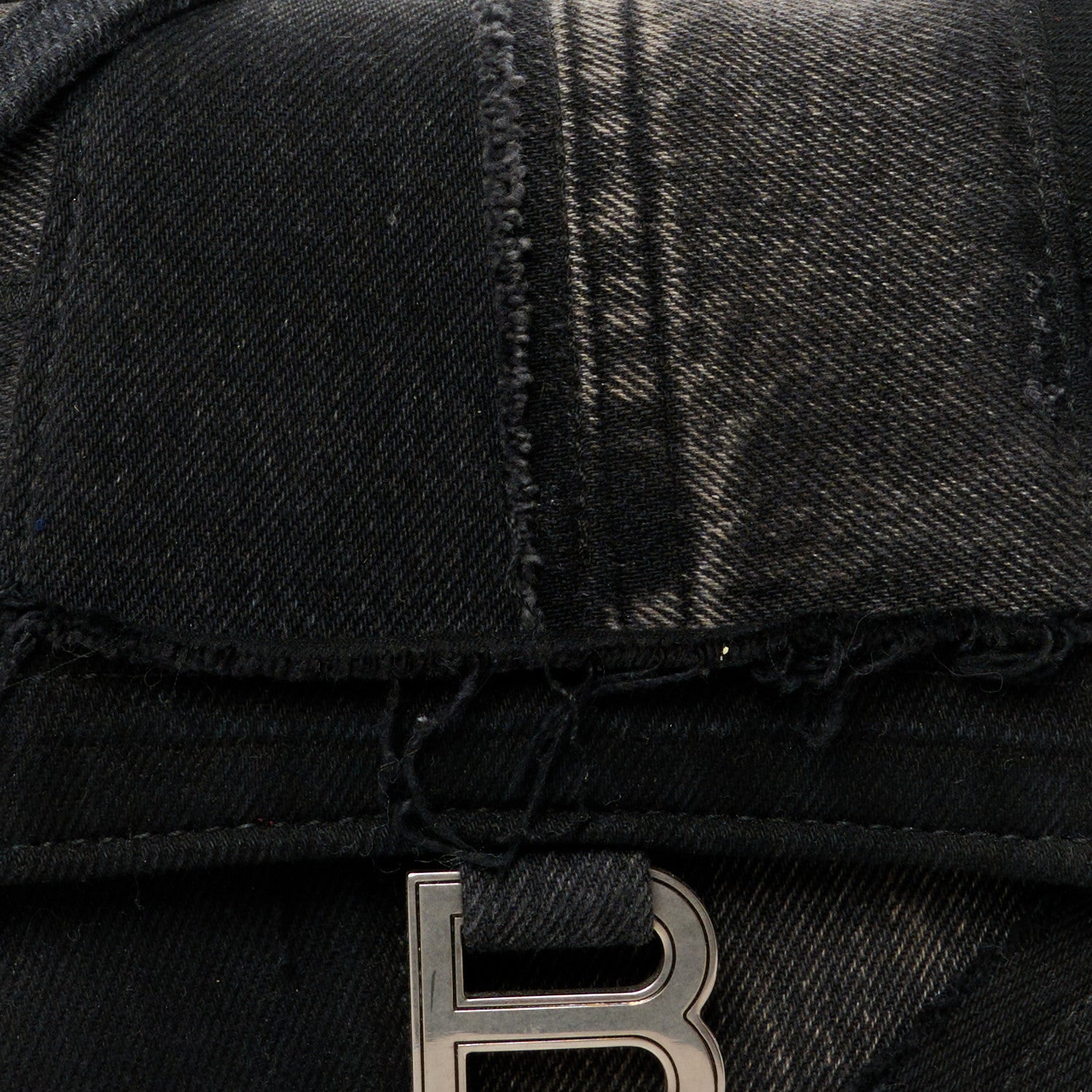 Balenciaga Denim Patchwork Small Hourglass Top Handle Bag Washed Black 9 of 12