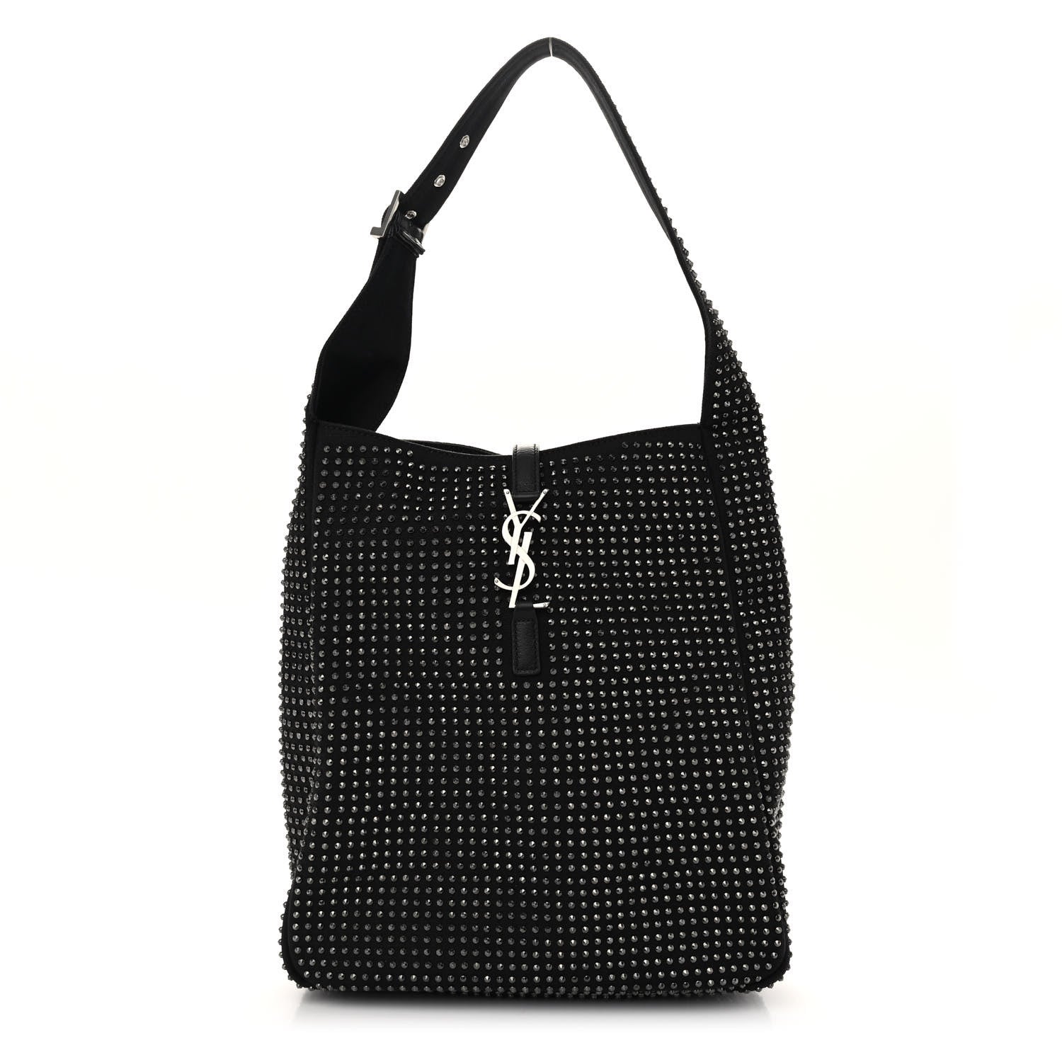 Saint Laurent Cotton Studded Le 5 A 7 Soft Hobo Black 1 of 10