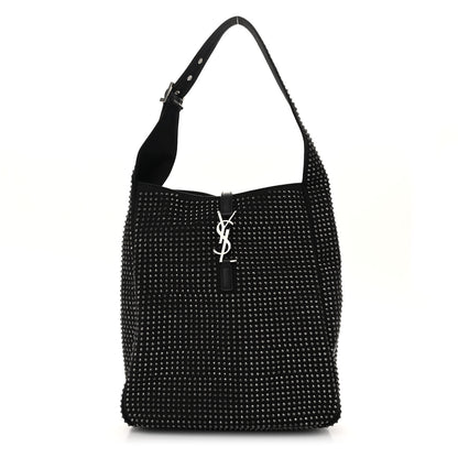 Saint Laurent Cotton Studded Le 5 A 7 Soft Hobo Black 1 of 10