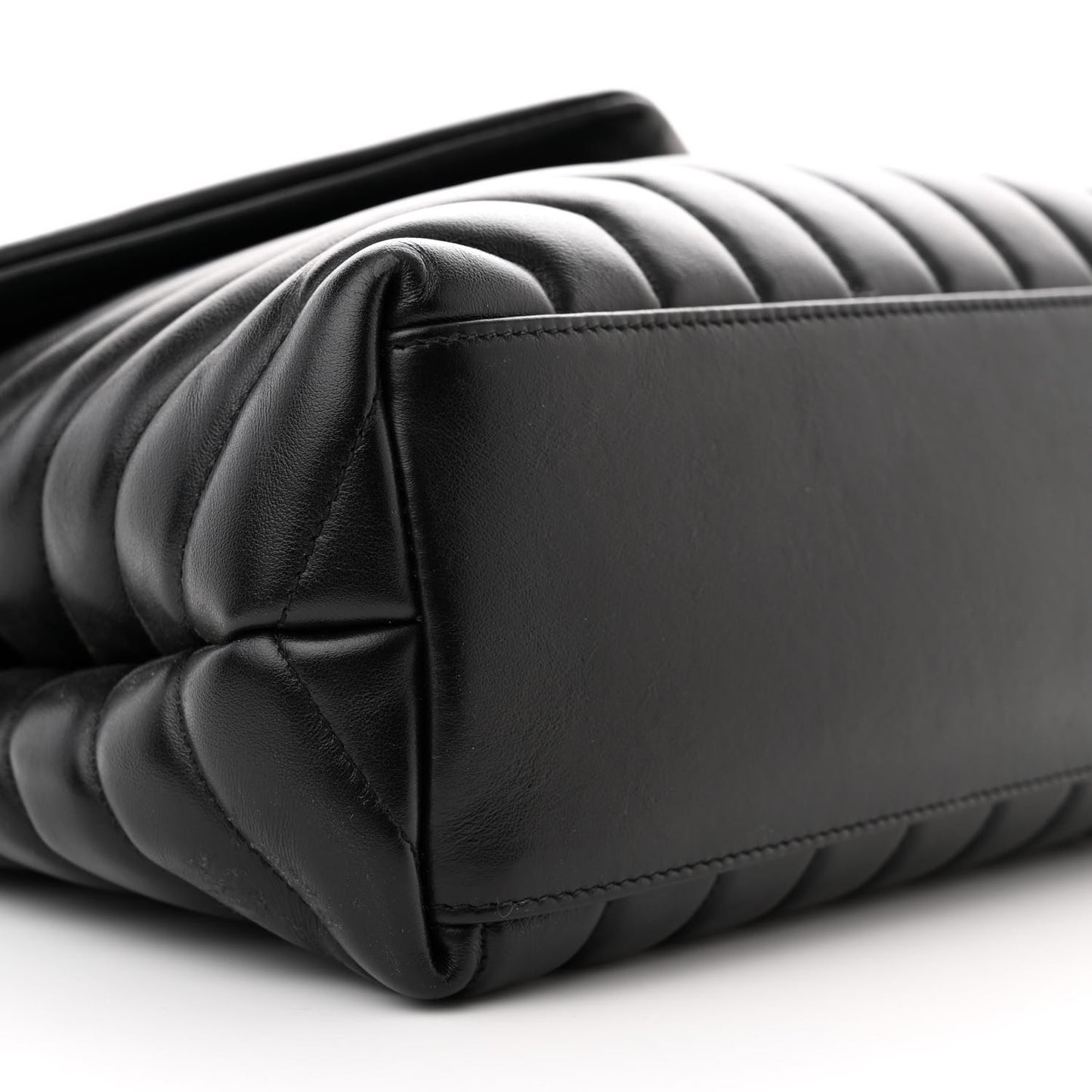 Calfskin Y Quilted Monogram Medium Loulou Chain Satchel Black
