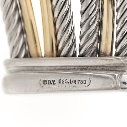 David Yurman Sterling Silver 18K Yellow Gold 21mm Four Row Crossover Cuff Bracelet 4 of 5