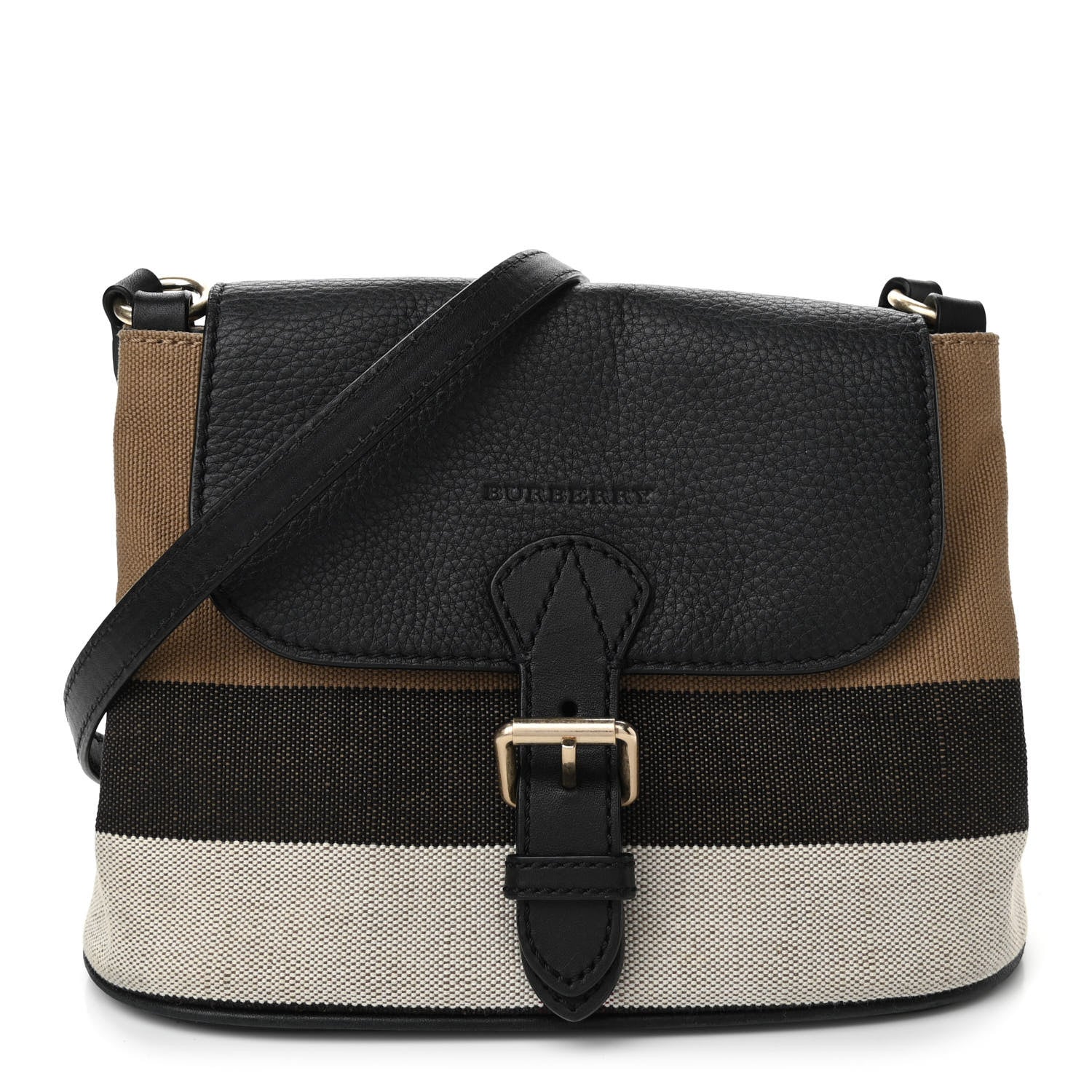 Burberry Mega Check Grainy Calfskin Small Gowan Messenger Bag Black 1 of 9