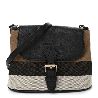 Burberry Mega Check Grainy Calfskin Small Gowan Messenger Bag Black 1 of 9