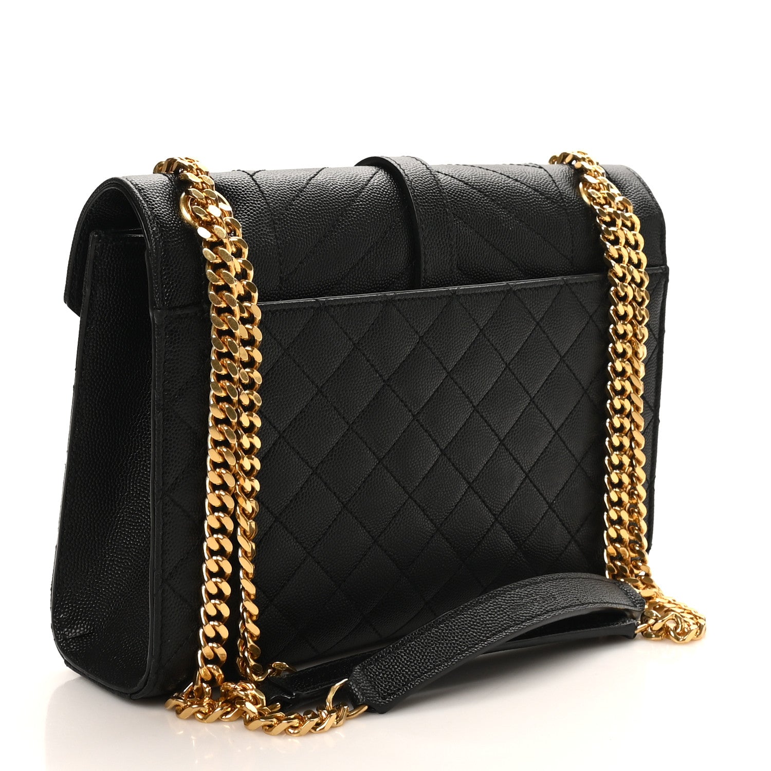 Saint Laurent Grain De Poudre Textured Mixed Matelasse Triquilt Medium Monogram Satchel Black 3 of 10