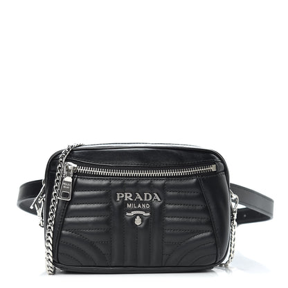 Prada Soft Calfskin Impunture Diagramme Belt Bag Black 1 of 9