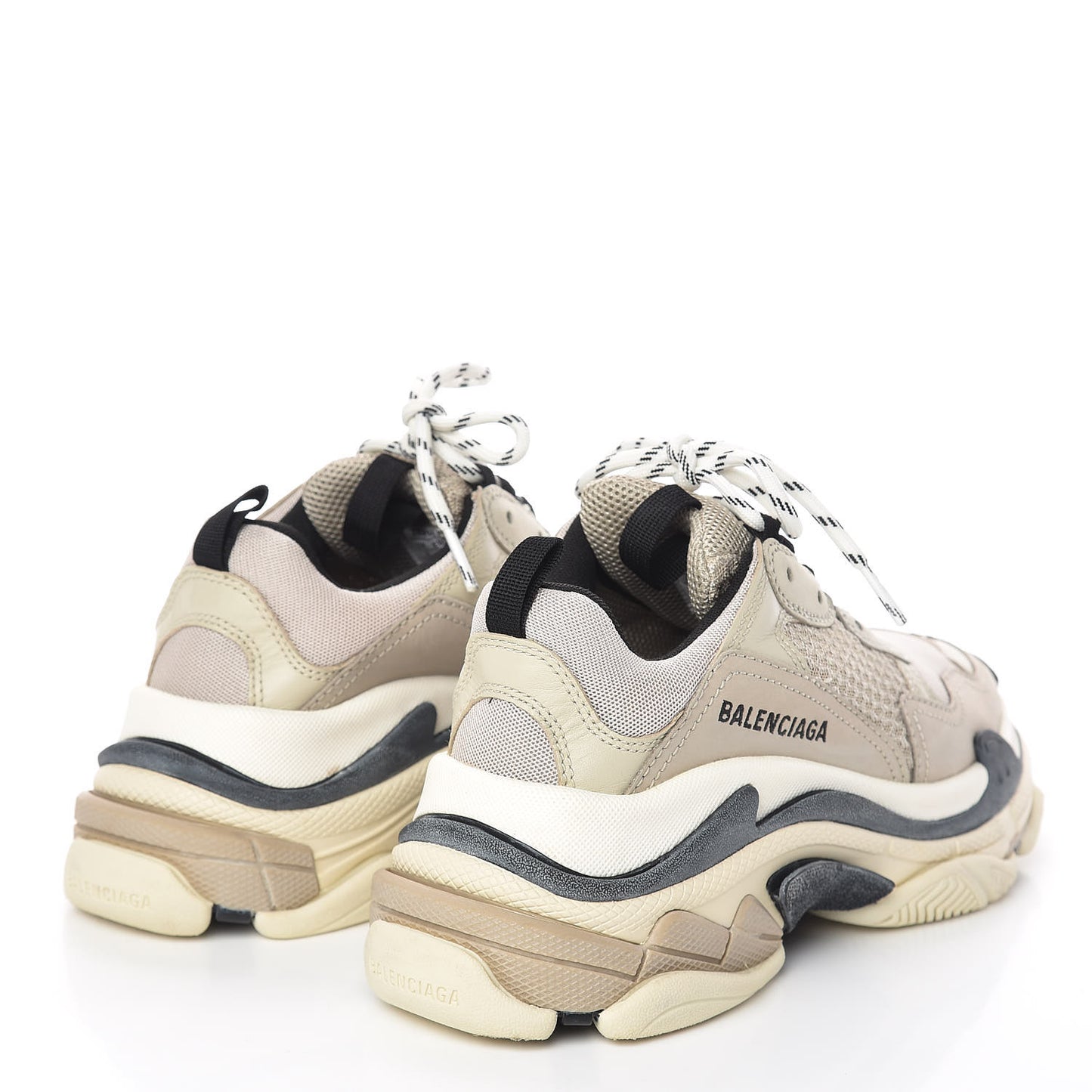 Fabric Mesh Womens Triple S Sneakers 37 Beige Black