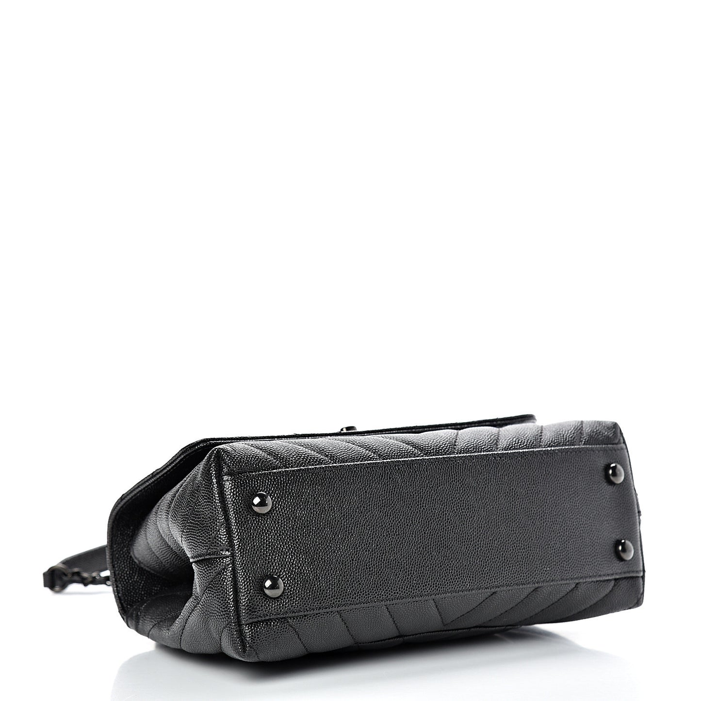 Caviar Chevron Quilted Mini Coco Handle Flap So Black