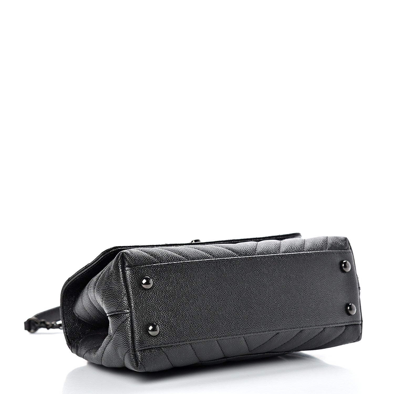 Chanel Caviar Chevron Quilted Mini Coco Handle Flap So Black 3 of 9
