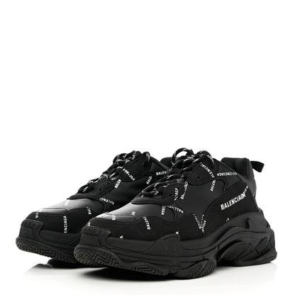 Balenciaga Technical Fabric Allover Logo Mens Triple S Sneakers 41 Black White 3 of 14