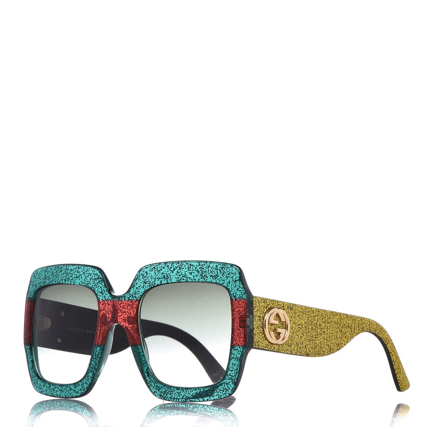Square Frame GG0102S Sunglasses Glitter Red Black Green