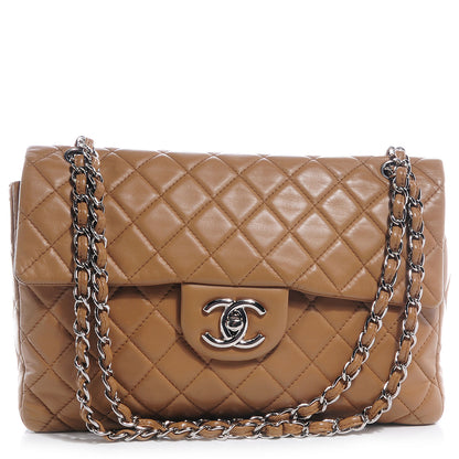 Chanel Lambskin Quilted Maxi Single Flap Dark Beige 1 of 9