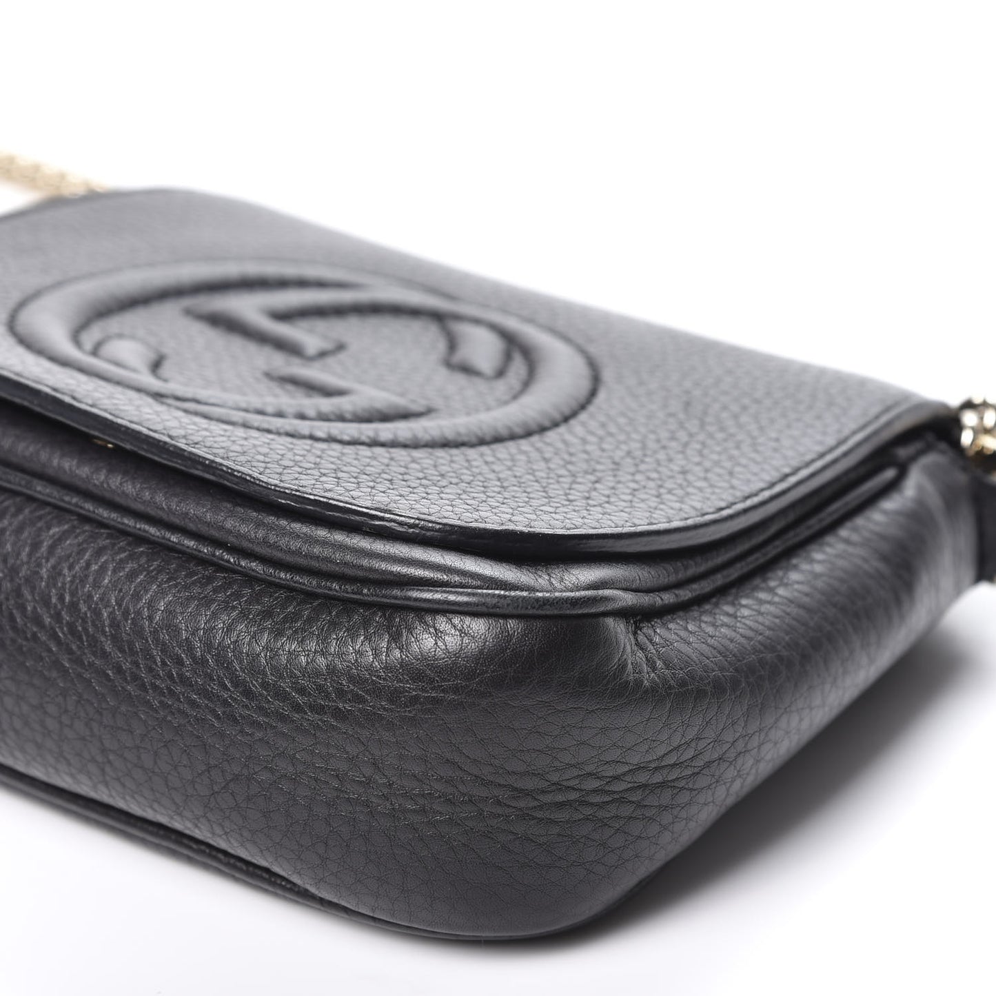 Pebbled Calfskin Small Soho Flap Crossbody Black