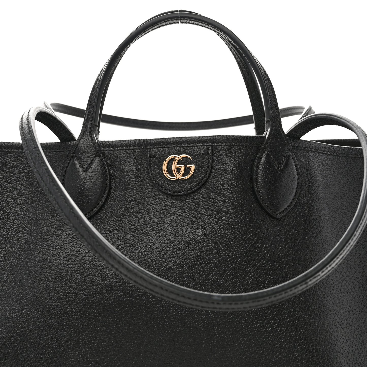 Textured Dollar Calfskin Medium Ophidia Shoulder Tote Bag Black