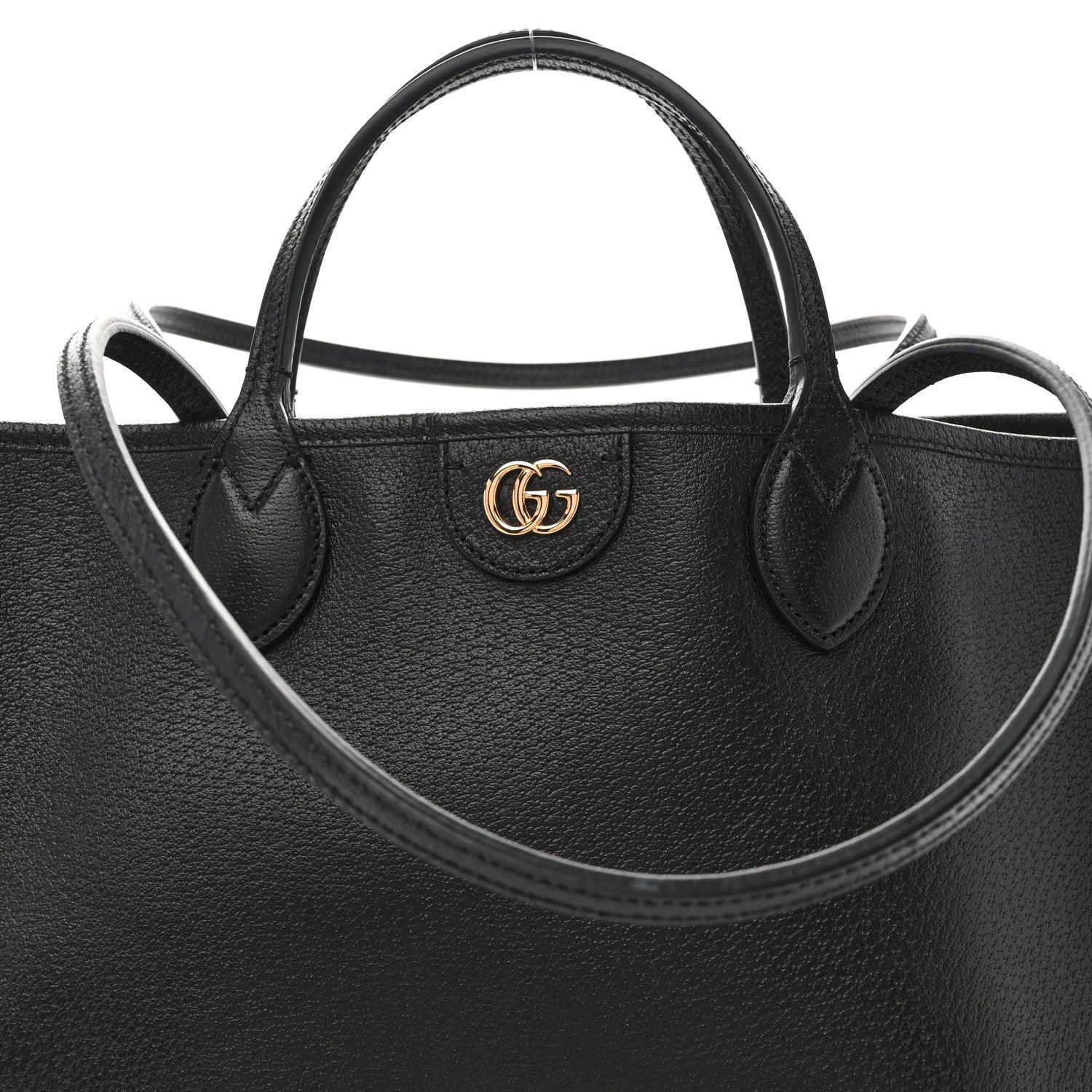Gucci Textured Dollar Calfskin Medium Ophidia Shoulder Tote Bag Black 9 of 11