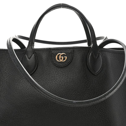 Gucci Textured Dollar Calfskin Medium Ophidia Shoulder Tote Bag Black 9 of 11