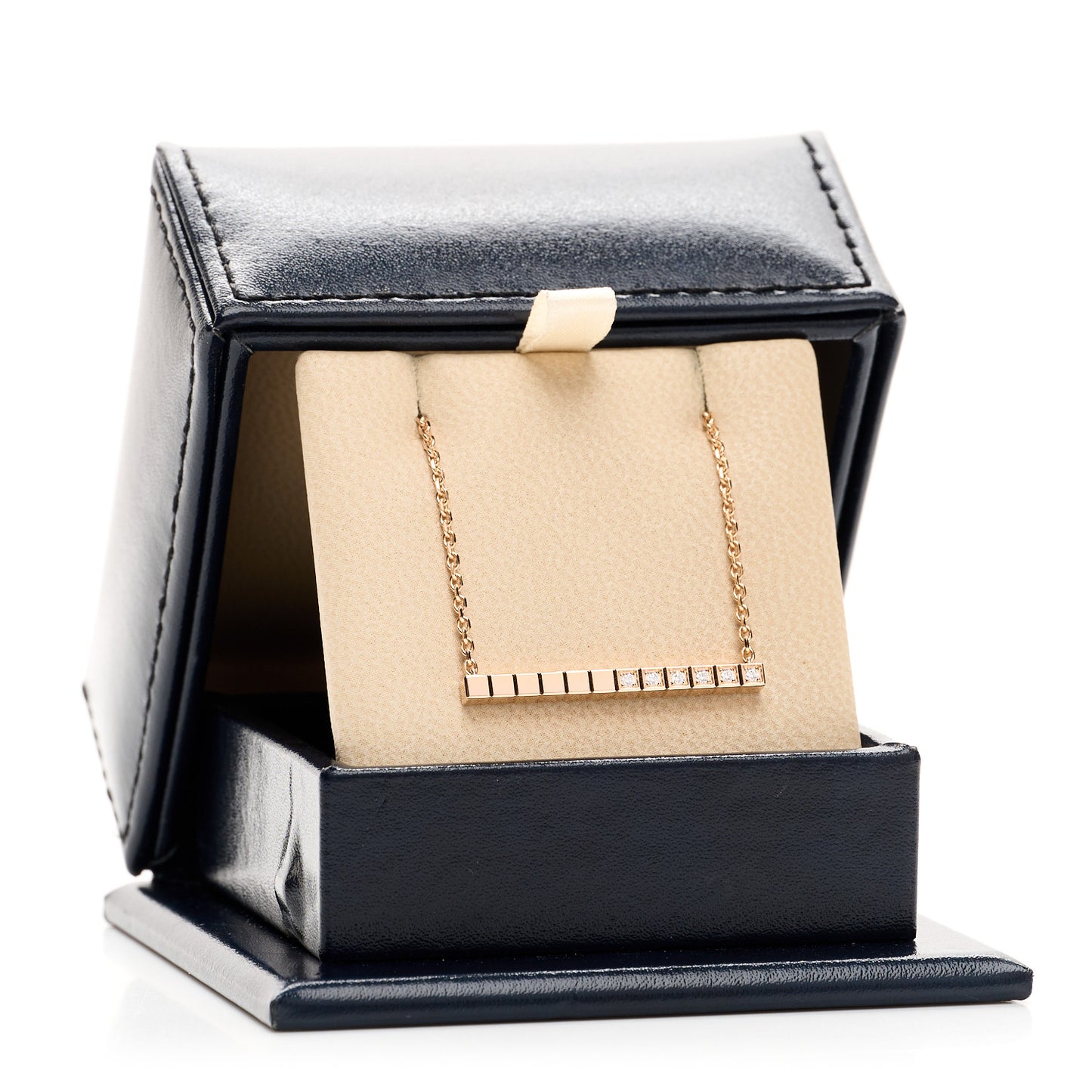 18K Rose Gold Diamond Ice Cube Pure Necklace