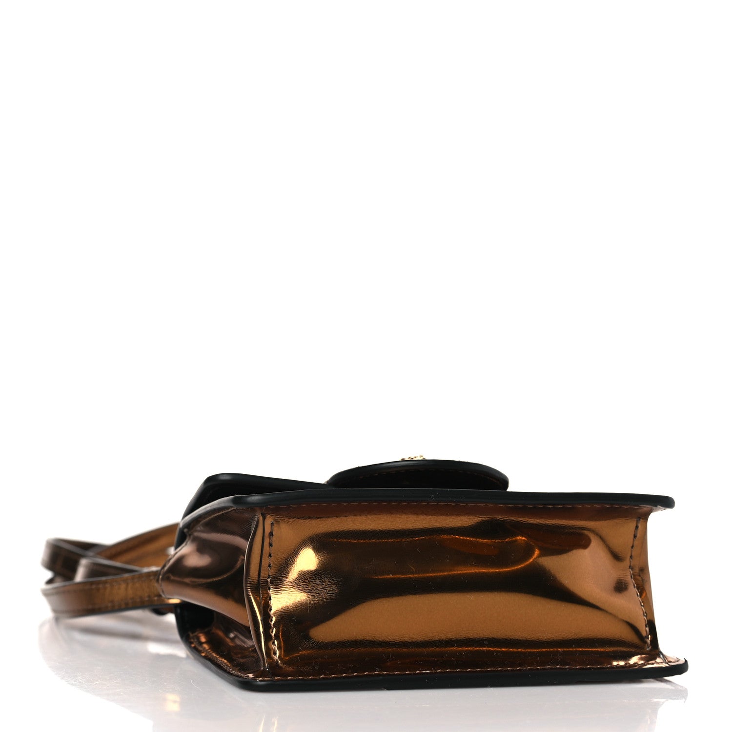 Versace Metallic Laminated Calfskin Mini Medusa Crossbody Bag Tan 4 of 8