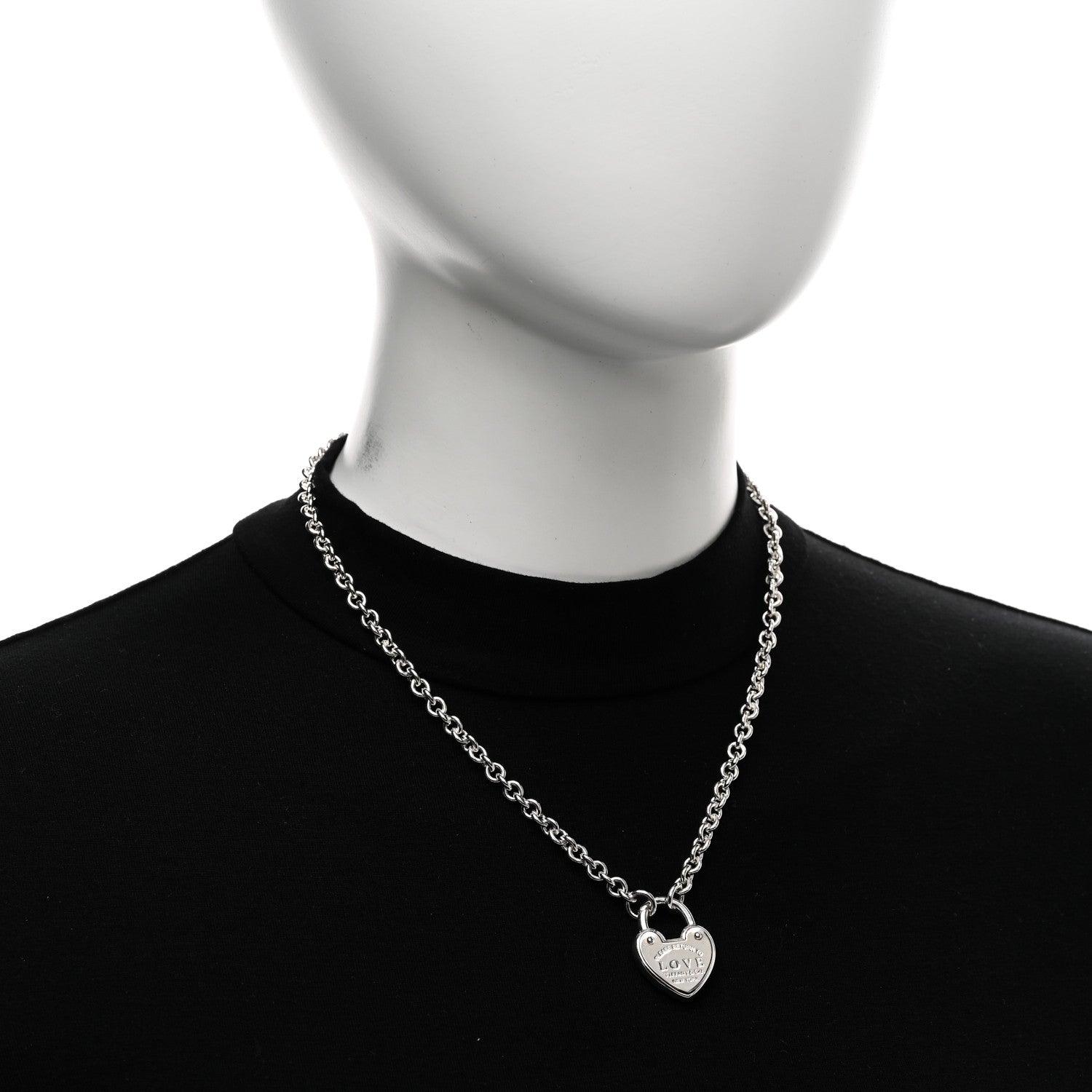 Tiffany Sterling Silver Return To Tiffany Love Heart Lock Pendant Necklace 2 of 4