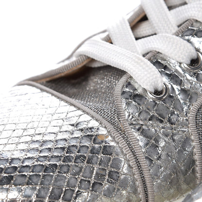 Christian Louboutin Mens Metallic Mesh Python Calfskin Embossed Louis Flat Sneakers 45 Silver 12 of 12
